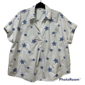 Crown & Ivy Star Embroidered Button Down Shirt